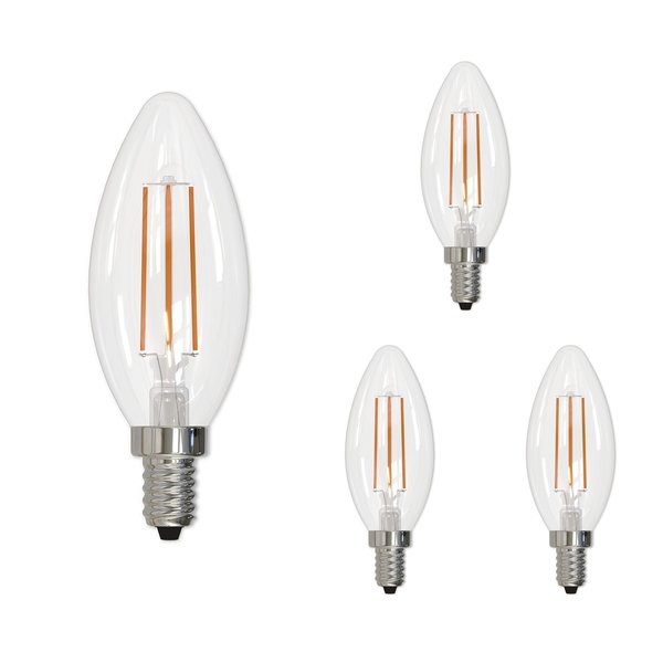 Bulbrite 5 Watt Dimmable LED B11 Filament in Clear Glass Finish with Candelabra E12 Base, 4 PK 861687